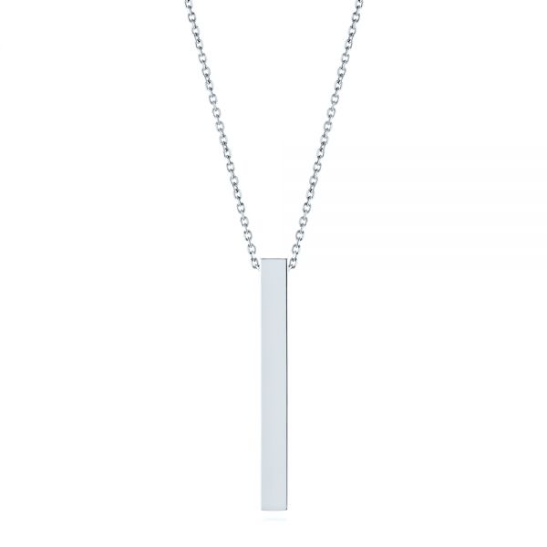 14k White Gold 14k White Gold Custom Engravable Bar Necklace - Three-Quarter View -  105492