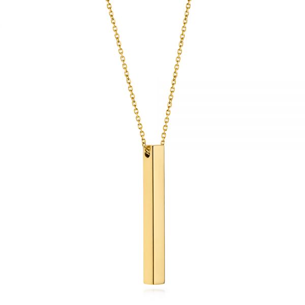 18k Yellow Gold 18k Yellow Gold Custom Engravable Bar Necklace - Flat View - 105492