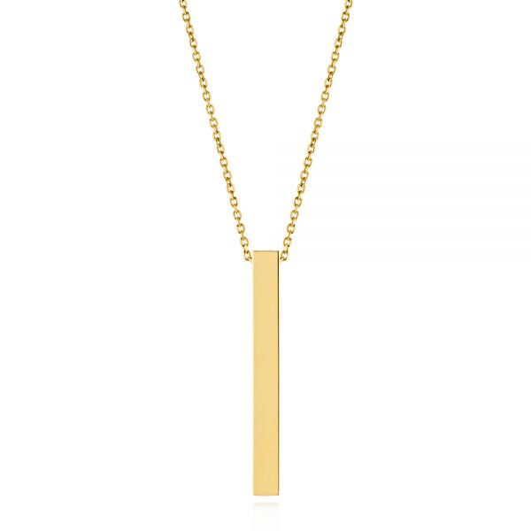 18k Yellow Gold 18k Yellow Gold Custom Engravable Bar Necklace - Three-Quarter View -  105492