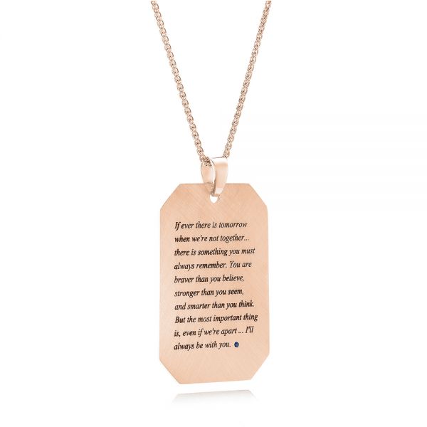 18k Rose Gold 18k Rose Gold Custom Engraved Pendant - Flat View -  102416