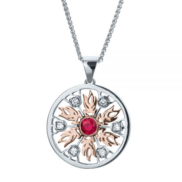  18K Gold And Platinum 18K Gold And Platinum Custom Fire And Ice Pendant - Flat View -  1161