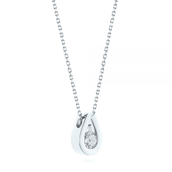 14k White Gold 14k White Gold Custom Floating Diamond Pendant - Flat View -  103981 - Thumbnail