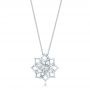 14k White Gold Custom Floral Diamond Pendant - Three-Quarter View -  102915 - Thumbnail