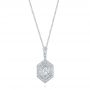 14k White Gold Custom Geometric Diamond Pendant - Three-Quarter View -  103983 - Thumbnail