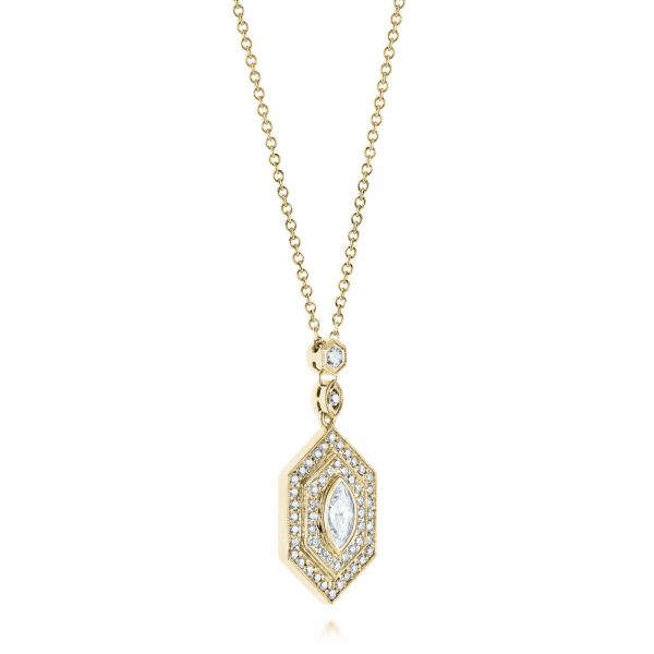 18k Yellow Gold 18k Yellow Gold Custom Geometric Diamond Pendant - Flat View -  103983 - Thumbnail