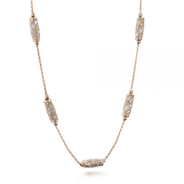 18k Rose Gold 18k Rose Gold Custom Diamond Necklace - Flat View -  101865