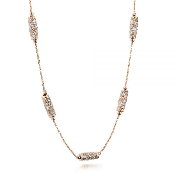 18k Rose Gold 18k Rose Gold Custom Diamond Necklace - Flat View - 101865