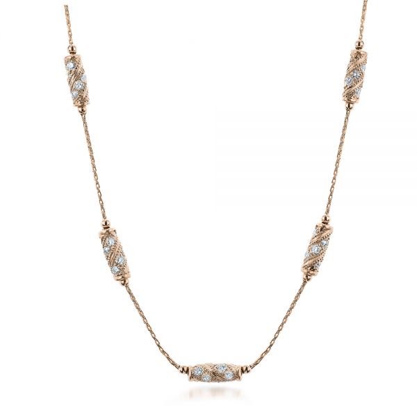 14k Rose Gold 14k Rose Gold Custom Diamond Necklace - Three-Quarter View -  101865