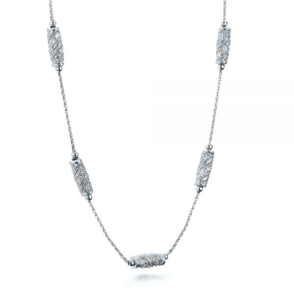 18k White Gold 18k White Gold Custom Diamond Necklace - Flat View -  101865
