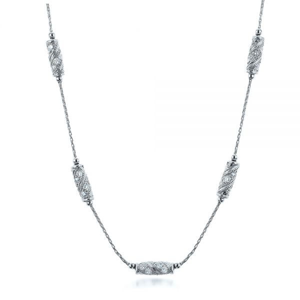 14k White Gold 14k White Gold Custom Diamond Necklace - Three-Quarter View -  101865