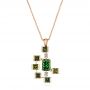 18k Rose Gold 18k Rose Gold Custom Green Tourmaline And Sapphire Pendant - Three-Quarter View -  105198 - Thumbnail