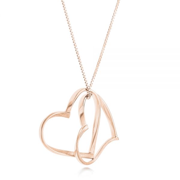 18k Rose Gold 18k Rose Gold Custom Hearts Pendant - Flat View -  102923