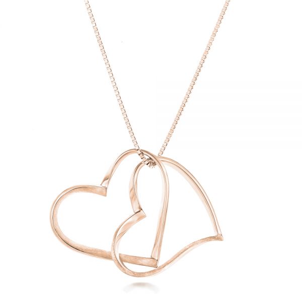 18k Rose Gold 18k Rose Gold Custom Hearts Pendant - Three-Quarter View -  102923