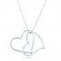 18k White Gold Custom Hearts Pendant - Three-Quarter View -  102923 - Thumbnail