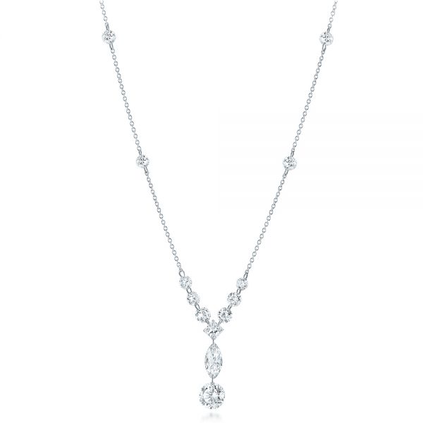  Platinum Platinum Custom Laser Linked Diamond Necklace - Three-Quarter View -  102063