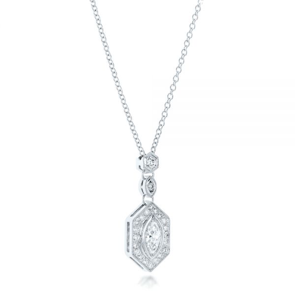  Platinum Platinum Custom Marquise Diamond Pendant - Flat View -  102429