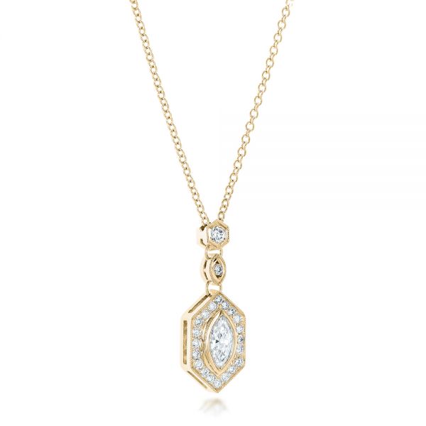 14k Yellow Gold 14k Yellow Gold Custom Marquise Diamond Pendant - Flat View - 102429