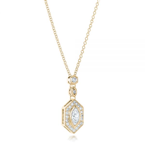 14k Yellow Gold 14k Yellow Gold Custom Marquise Diamond Pendant - Flat View -  102429