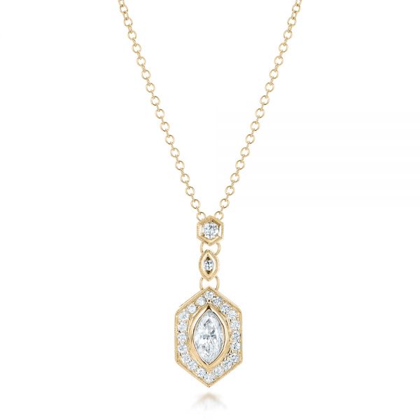 14k Yellow Gold 14k Yellow Gold Custom Marquise Diamond Pendant - Three-Quarter View -  102429