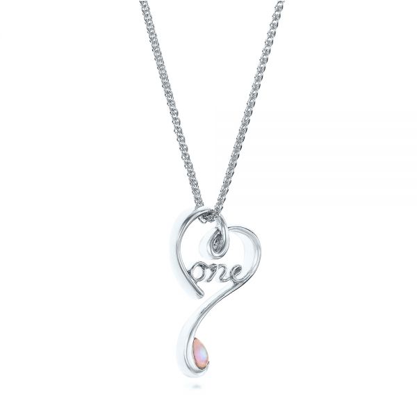  Platinum Platinum Custom Moonstone Heart Pendant - Flat View -  102450 - Thumbnail