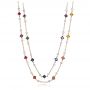 18k Rose Gold 18k Rose Gold Custom Multi-color Sapphire And Diamond Necklace - Three-Quarter View -  101660 - Thumbnail