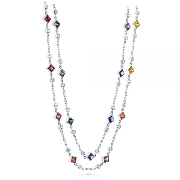 18k White Gold Custom Multi-color Sapphire And Diamond