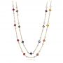 14k Yellow Gold Custom Multi-color Sapphire And Diamond Necklace - Three-Quarter View -  101660 - Thumbnail