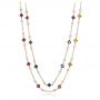 14k Yellow Gold Custom Multi-color Sapphire And Diamond Necklace - Three-Quarter View -  101660 - Thumbnail