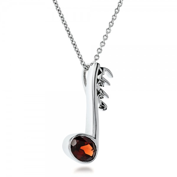 Custom Musical Note And Garnet Pendant - Flat View -  100697