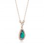 18k Rose Gold 18k Rose Gold Custom Opal And Diamond Halo Pendant - Flat View -  102266 - Thumbnail