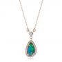 18k Rose Gold 18k Rose Gold Custom Opal And Diamond Halo Pendant - Three-Quarter View -  102266 - Thumbnail