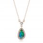14k Rose Gold 14k Rose Gold Custom Opal And Diamond Halo Pendant - Three-Quarter View -  102266 - Thumbnail