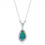 14k White Gold Custom Opal And Diamond Halo Pendant - Three-Quarter View -  102266 - Thumbnail