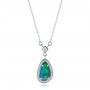 18k White Gold 18k White Gold Custom Opal And Diamond Halo Pendant - Three-Quarter View -  102266 - Thumbnail