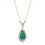 18k Yellow Gold 18k Yellow Gold Custom Opal And Diamond Halo Pendant - Three-Quarter View -  102266 - Thumbnail