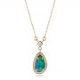 14k Yellow Gold 14k Yellow Gold Custom Opal And Diamond Halo Pendant - Three-Quarter View -  102266 - Thumbnail