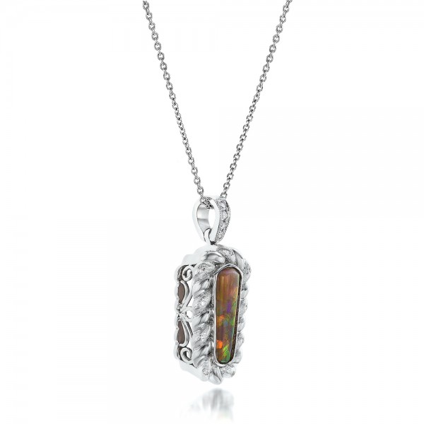 Custom Opal And Diamond Pendant - Flat View -  101991