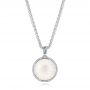 14k White Gold Custom Opal And Diamond Pendant - Three-Quarter View -  101166 - Thumbnail