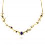 18k Yellow Gold Custom Organic Blue Sapphire And Diamond Necklace - Three-Quarter View -  104877 - Thumbnail