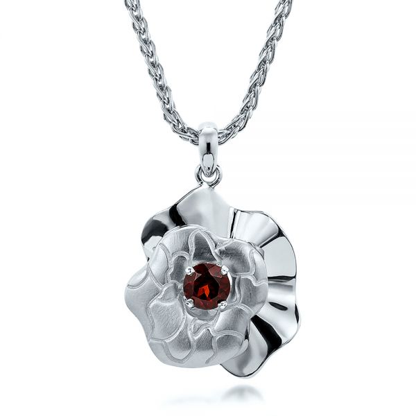  Platinum Platinum Custom Organic Red Garnet Pendant - Three-Quarter View -  100631