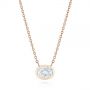 18k Rose Gold 18k Rose Gold Custom Oval Diamond Bezel Pendant - Three-Quarter View -  105099 - Thumbnail