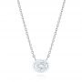 18k White Gold 18k White Gold Custom Oval Diamond Bezel Pendant - Three-Quarter View -  105099 - Thumbnail