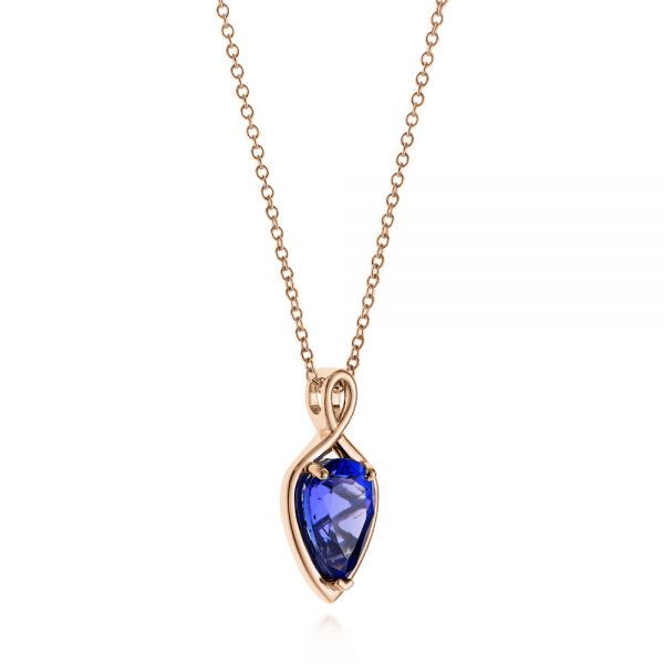 18k Rose Gold 18k Rose Gold Custom Pear Tanzanite Pendant - Flat View - 105117
