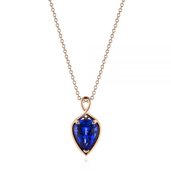 18k Rose Gold 18k Rose Gold Custom Pear Tanzanite Pendant - Three-Quarter View -  105117