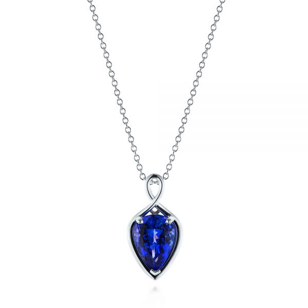  Platinum Platinum Custom Pear Tanzanite Pendant - Three-Quarter View -  105117