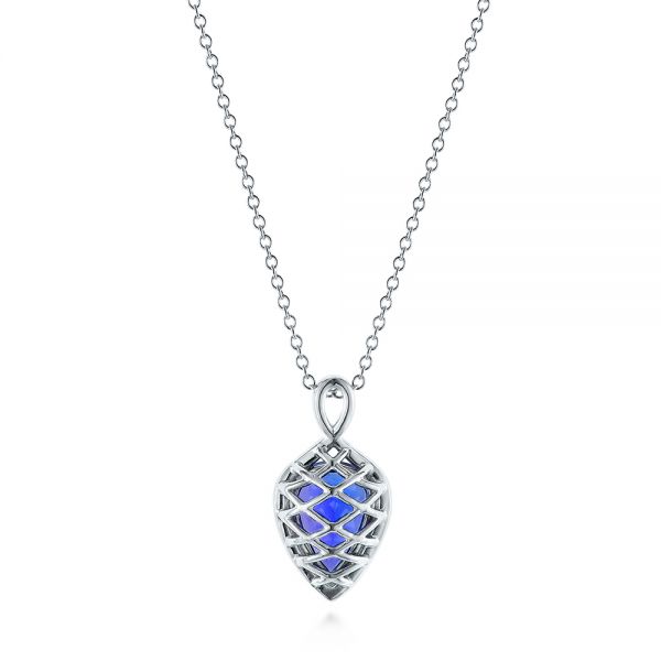 14k White Gold Custom Pear Tanzanite Pendant - Top View - 105117