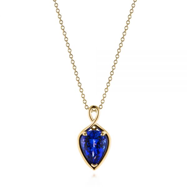 18k Yellow Gold 18k Yellow Gold Custom Pear Tanzanite Pendant - Three-Quarter View -  105117