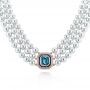 14k Rose Gold 14k Rose Gold Custom Pearl Aquamarine Blue Sapphire And Diamond Necklace - Three-Quarter View -  103384 - Thumbnail