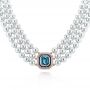 18k Rose Gold 18k Rose Gold Custom Pearl Aquamarine Blue Sapphire And Diamond Necklace - Three-Quarter View -  103384 - Thumbnail