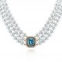 18k Yellow Gold 18k Yellow Gold Custom Pearl Aquamarine Blue Sapphire And Diamond Necklace - Three-Quarter View -  103384 - Thumbnail